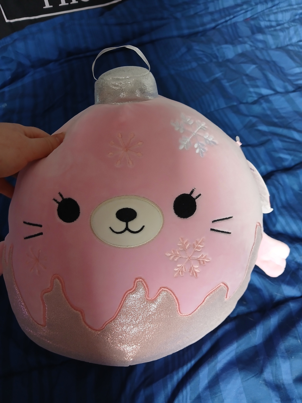 Squishmallows Pink Holiday Seal Plush with Silver Trim